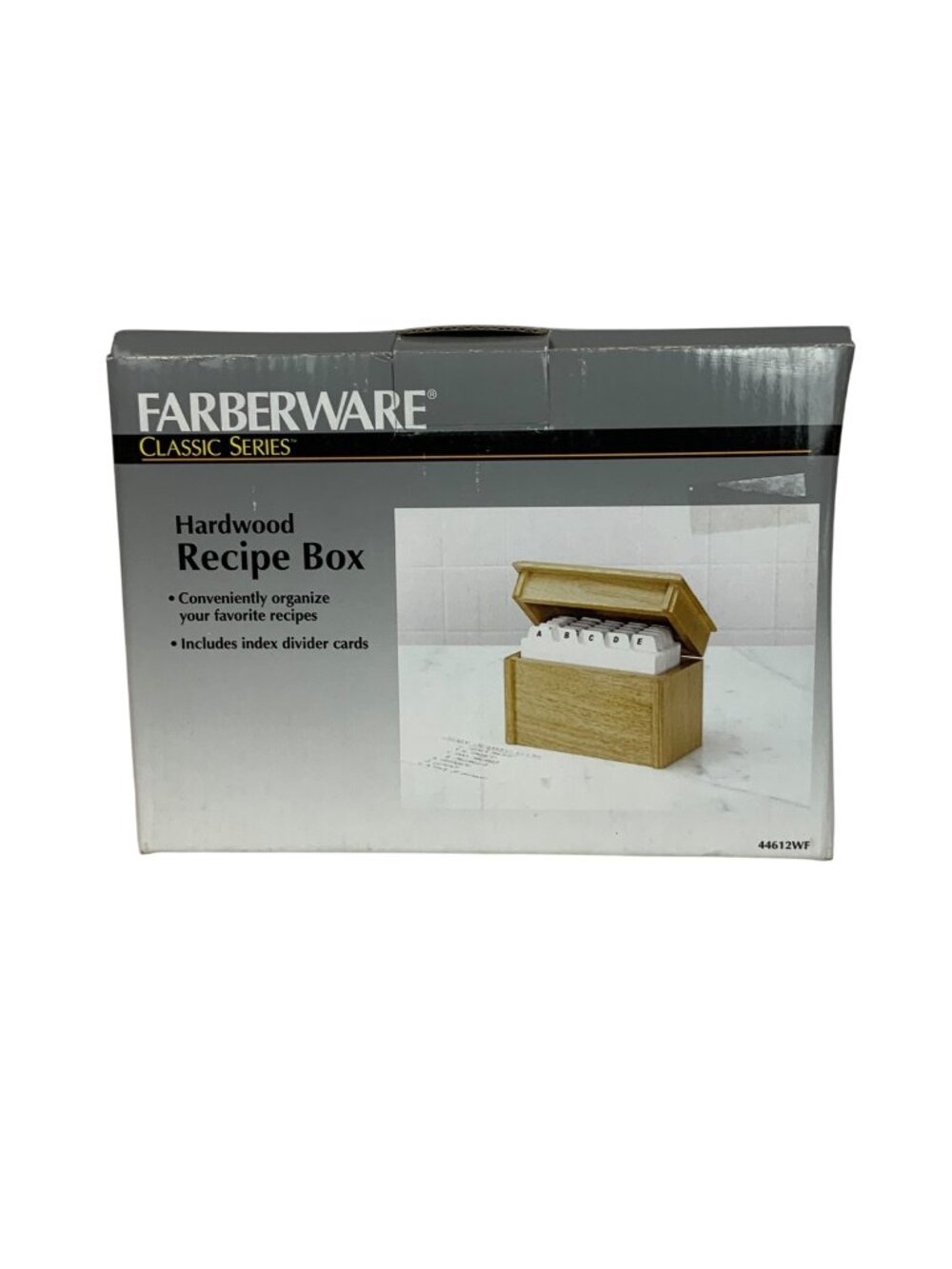 Farberware Hardwood Recipe Box With Divider Cards Classic Design Durable Storage